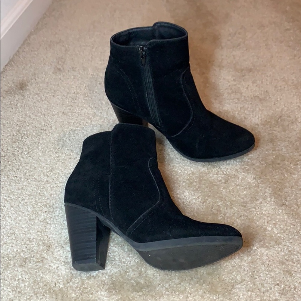 Black suede booties size 8.5